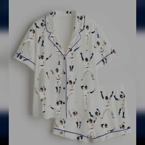 Los Angeles Dodgers Women's Baseball League Short Sleeve Satin Pajama Set